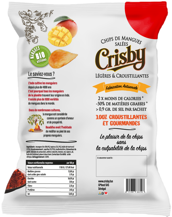 Emballage verso du paprika Crisby